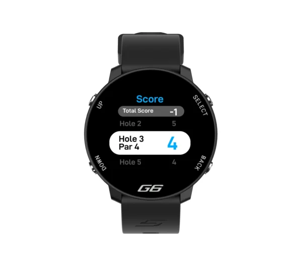 Black G6 with scorecard on screen