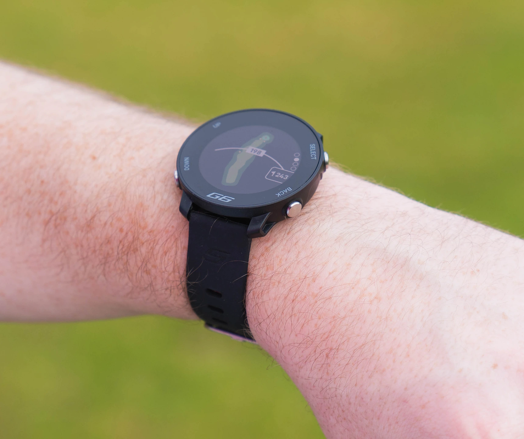 G6 GPS watch on wrist with Full hole maps
